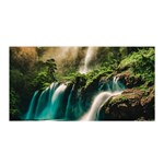 Waterfall Rocks Jungle Forest Satin Wrap 35  x 70 