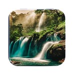 Waterfall Rocks Jungle Forest Square Metal Box (Black)