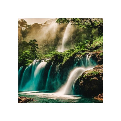 Waterfall Rocks Jungle Forest Square Tapestry (Small) from ArtsNow.com Front