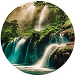 Waterfall Rocks Jungle Forest Wooden Bottle Opener (Round)