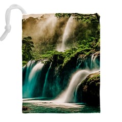Waterfall Rocks Jungle Forest Drawstring Pouch (4XL) from ArtsNow.com Back