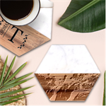 Waterfall Rocks Jungle Forest Marble Wood Coaster (Hexagon) 