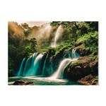 Waterfall Rocks Jungle Forest Crystal Sticker (A4)