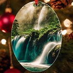 Waterfall Rocks Jungle Forest UV Print Acrylic Ornament Oval