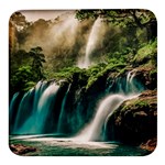 Waterfall Rocks Jungle Forest Square Glass Fridge Magnet (4 pack)