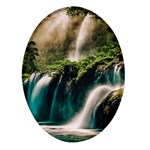 Waterfall Rocks Jungle Forest Oval Glass Fridge Magnet (4 pack)