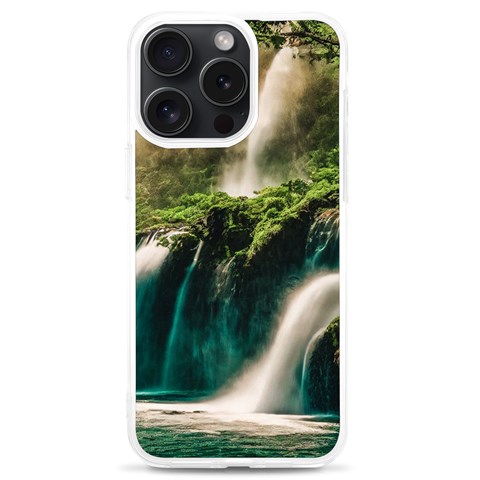 Waterfall Rocks Jungle Forest iPhone 15 Pro Max TPU UV Print Case from ArtsNow.com Front