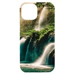 Waterfall Rocks Jungle Forest iPhone 15 Black UV Print PC Hardshell Case