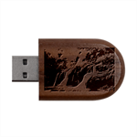 Waterfall Rocks Jungle Forest Wood Oval USB Flash Drive