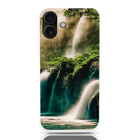 Waterfall Rocks Jungle Forest iPhone 16 Plus TPU UV Print Case from ArtsNow.com Front