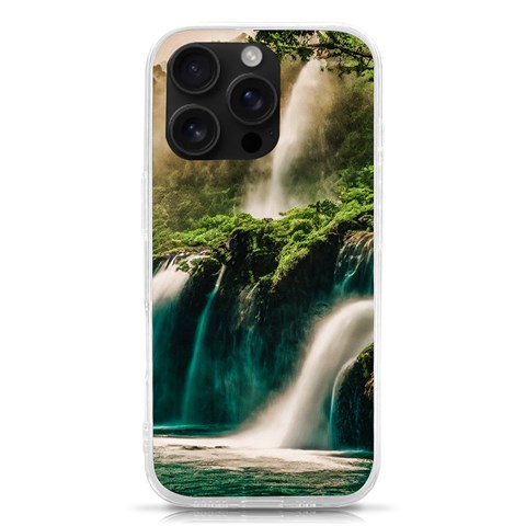 Waterfall Rocks Jungle Forest iPhone 16 Pro TPU UV Print Case from ArtsNow.com Front