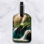 Waterfall Rocks Jungle Forest Nappa Leather Luggage Tag Rectangle