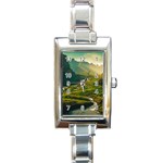Mountains Trees Forest Rectangle Italian Charm Watch