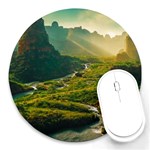 Mountains Trees Forest Round Mousepad