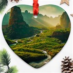 Mountains Trees Forest Ornament (Heart)