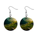 Mountains Trees Forest Mini Button Earrings