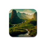 Mountains Trees Forest Rubber Coaster (Square)
