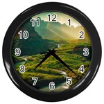 Mountains Trees Forest Wall Clock (Black)