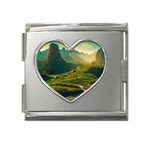 Mountains Trees Forest Mega Link Heart Italian Charm (18mm)