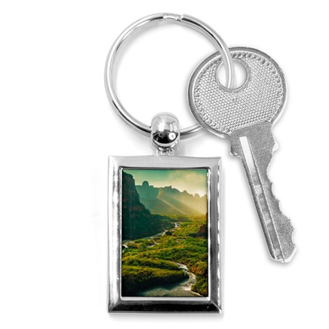 Mountains Trees Forest Key Chain (Rectangle) from ArtsNow.com Front