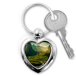 Mountains Trees Forest Key Chain (Heart)