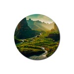 Mountains Trees Forest Rubber Coaster (Round)