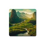 Mountains Trees Forest Square Magnet