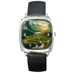 Mountains Trees Forest Square Metal Watch