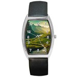 Mountains Trees Forest Barrel Style Metal Watch