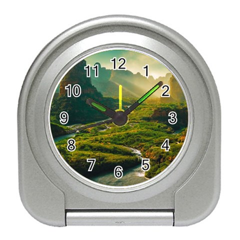 Mountains Trees Forest Travel Alarm Clock from ArtsNow.com Front