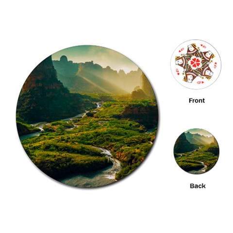 Mountains Trees Forest Playing Cards Single Design (Round) from ArtsNow.com Front