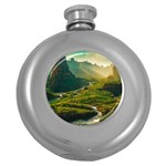 Mountains Trees Forest Round Hip Flask (5 oz)