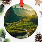 Mountains Trees Forest Round Ornament (Two Sides)