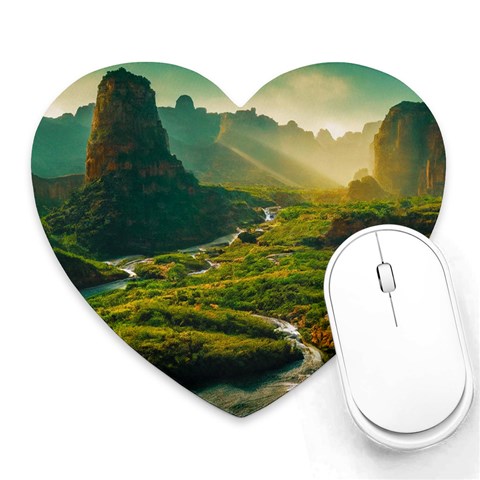 Mountains Trees Forest Heart Mousepad from ArtsNow.com Front