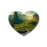 Mountains Trees Forest Rubber Heart Coaster (4 pack)
