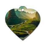 Mountains Trees Forest Dog Tag Heart (Two Sides)