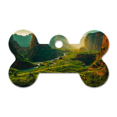 Mountains Trees Forest Dog Tag Bone (Two Sides) from ArtsNow.com Front