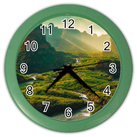 Mountains Trees Forest Color Wall Clock from ArtsNow.com Front