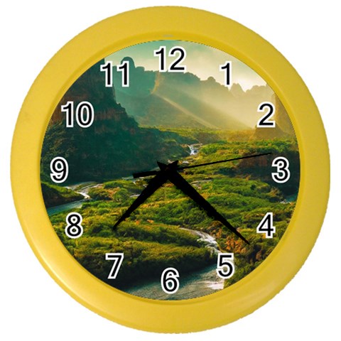 Mountains Trees Forest Color Wall Clock from ArtsNow.com Front