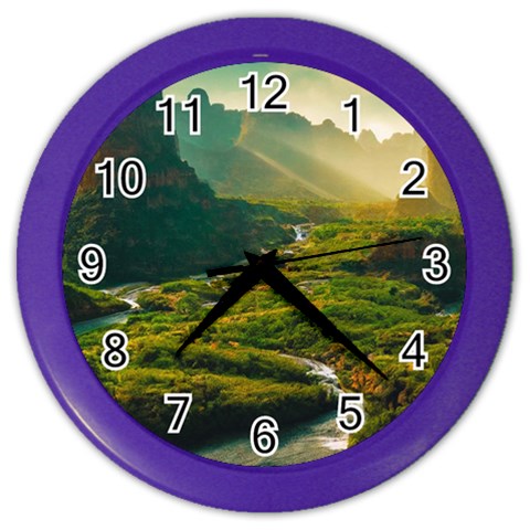 Mountains Trees Forest Color Wall Clock from ArtsNow.com Front
