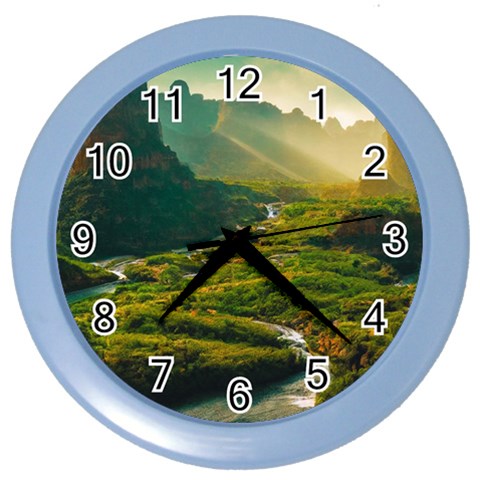 Mountains Trees Forest Color Wall Clock from ArtsNow.com Front