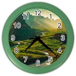 Mountains Trees Forest Color Wall Clock