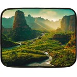 Mountains Trees Forest 35 x27  Two Sides Fleece Blanket (Mini)
