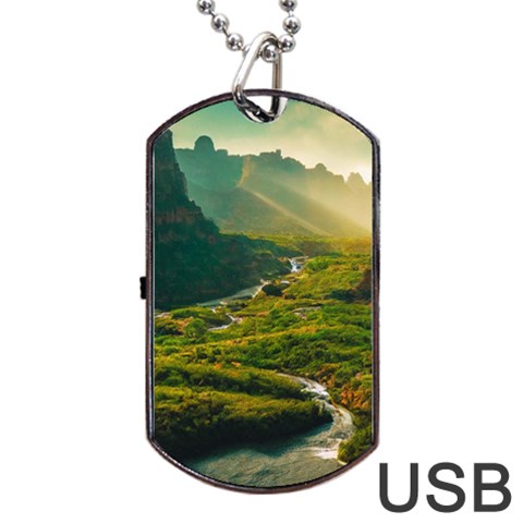 Mountains Trees Forest Dog Tag USB Flash (One Side) from ArtsNow.com Front