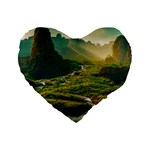 Mountains Trees Forest Standard 16  Premium Heart Shape Cushions