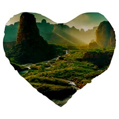 Mountains Trees Forest Large 19  Premium Heart Shape Cushions from ArtsNow.com Front