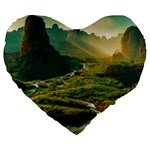 Mountains Trees Forest Large 19  Premium Heart Shape Cushions