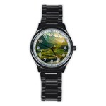 Mountains Trees Forest Stainless Steel Round Watch