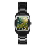Mountains Trees Forest Stainless Steel Barrel Watch