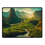 Mountains Trees Forest 50  x 40  Two Sides Fleece Blanket (Small)